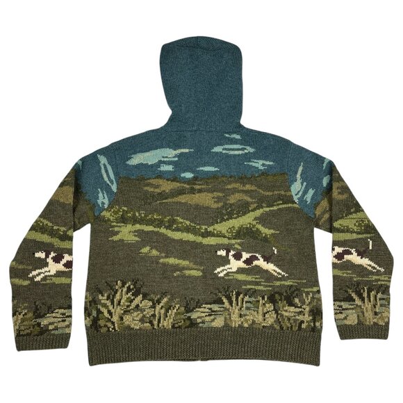 Vintage Ralph Lauren Wool Dog Hunt Cardigan Sweater Hoodie Jacket - Picture 2 of 16